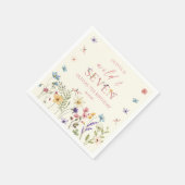 Wild and Seven Wildflower 7th Birthday Party Serviette (Ecke)