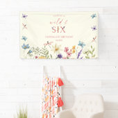 Wild and Six Wildflower 6th Birthday Party Banner (Insitu)