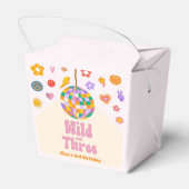 Wild and Three Retro Disco Ball 3rd Birthday Party Geschenkschachtel (Rückseite)