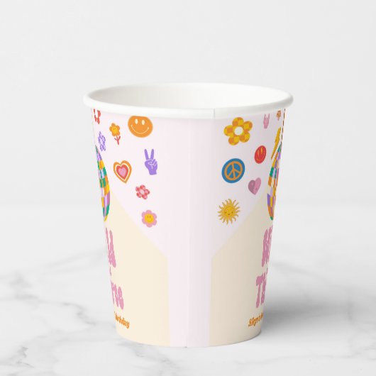 Wild and Three Retro Disco Ball 3rd Birthday Party Pappbecher (Rechts)