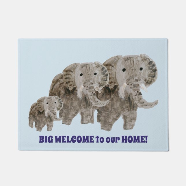 Wild Animal Art Elephants Willkommen Fußmatte (Vorderseite)