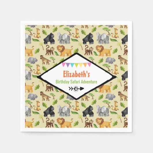 Wild Animal Birthday Safari Adventure Serviette (Vorderseite)