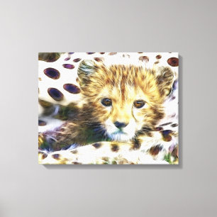 Wild Animal Cheetah Cub Wrapped Canvas Leinwanddruck