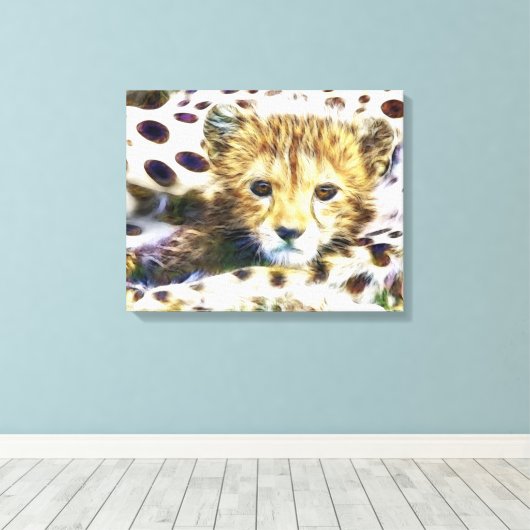 Wild Animal Cheetah Cub Wrapped Canvas Leinwanddruck (Insitu (Holzboden))