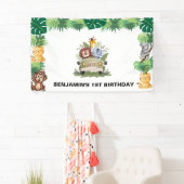 Wild animal jungle safari boy birthday parade banner (Insitu)