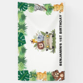 Wild animal jungle safari boy birthday parade banner (Vertikal)