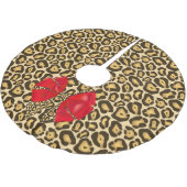 Wild Animal Print Jaguar mit Red Bow Polyester Weihnachtsbaumdecke (Schrägansicht)