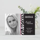 Wild Animal Print Zebra Abschluss Ankündigung (Stehend Vorderseite)