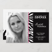 Wild Animal Print Zebra Abschluss Ankündigung (Vorne/Hinten)