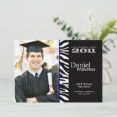 Wild Animal Print Zebra Abschluss Ankündigung (Stehend Vorderseite)