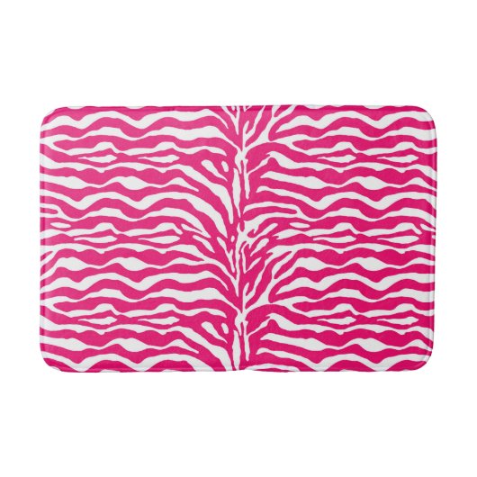 Wild Animal Print, Zebra in Fuchsia Pink und Weiß Badematte (Vorderseite)