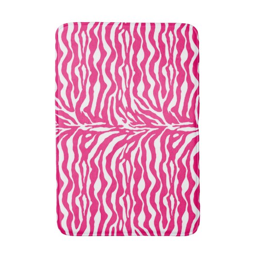 Wild Animal Print, Zebra in Fuchsia Pink und Weiß Badematte (Vorderseite Vertikal)