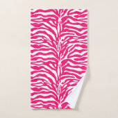 Wild Animal Print, Zebra in Fuchsia Pink und Weiß Badhandtuch Set (Handtuch)
