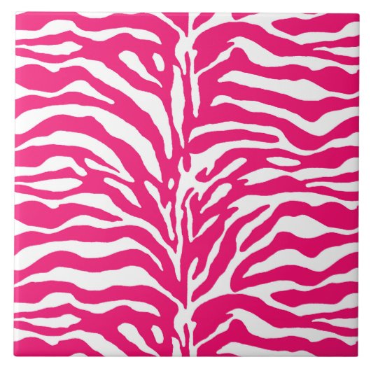 Wild Animal Print, Zebra in Fuchsia Pink und Weiß Fliese (Vorderseite)