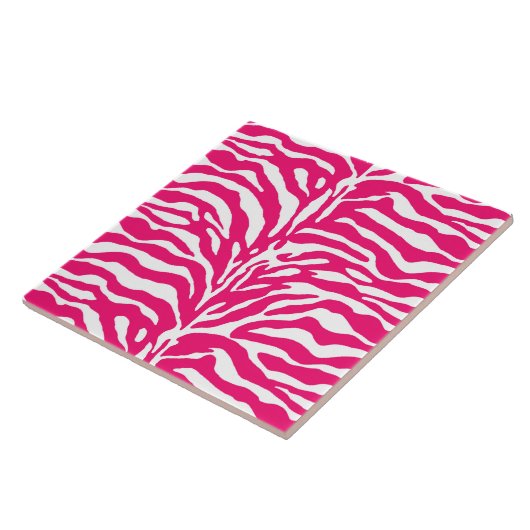 Wild Animal Print, Zebra in Fuchsia Pink und Weiß Fliese (Seite)