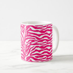 Wild Animal Print, Zebra in Fuchsia Pink und Weiß Kaffeetasse