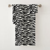 Wild Animal Print, Zebra in Schwarz und Weiß Badhandtuch Set (Insitu)