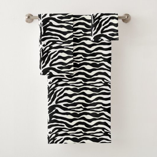 Wild Animal Print, Zebra in Schwarz und Weiß Badhandtuch Set (Insitu)