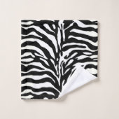 Wild Animal Print, Zebra in Schwarz und Weiß Badhandtuch Set (Waschlappen)