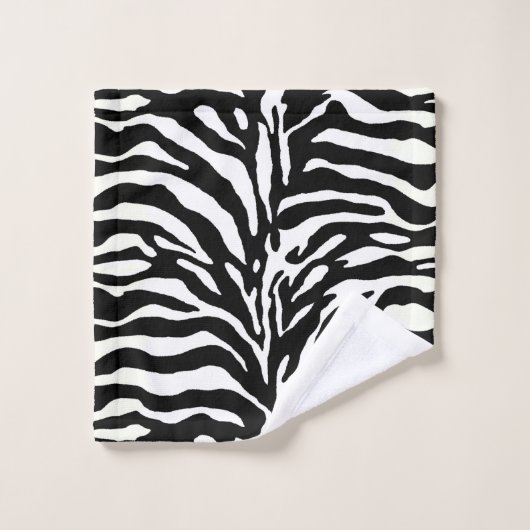 Wild Animal Print, Zebra in Schwarz und Weiß Badhandtuch Set (Waschlappen)