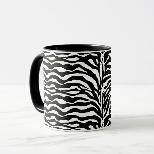 Wild Animal Print, Zebra in Schwarz und Weiß Tasse (Vorderseite Links)
