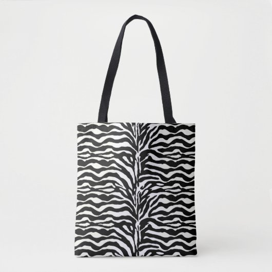 Wild Animal Print, Zebra in Schwarz-Weiß-Tasche Tasche (Vorderseite)