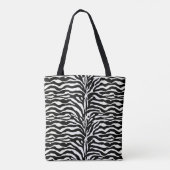 Wild Animal Print, Zebra in Schwarz-Weiß-Tasche Tasche (Rückseite)