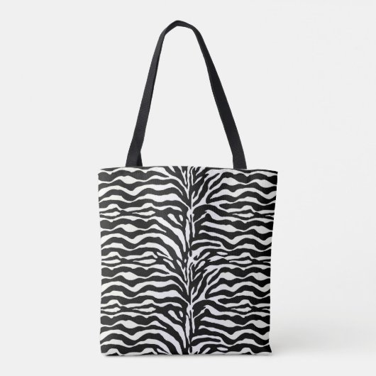 Wild Animal Print, Zebra in Schwarz-Weiß-Tasche Tasche (Rückseite)