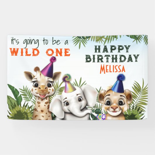 Wild Animal Safari Geburtstagspartei Banner (Horizontal)