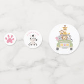 Wild Animal Safari Pink Baby Girl Dusche Konfetti (Vorderseiten)