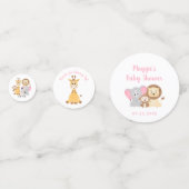 Wild Animal Safari Pink Baby Girl Dusche Konfetti (Rückseiten)