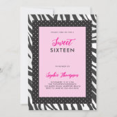 Wild Animal Zebra Hot Pink Schwarz-weiß Sweet 16 Einladung (Vorderseite)