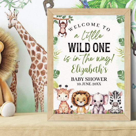 Wild Animals Baby Shower Boy Poster