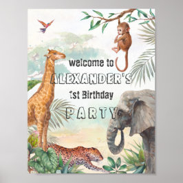 Wild Animals Birthday Party Welcome Door Sign Poster