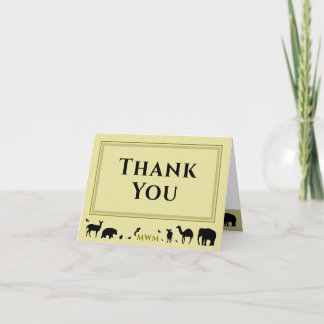 Wild Animals Initials Folded Thank You Card Dankeskarte