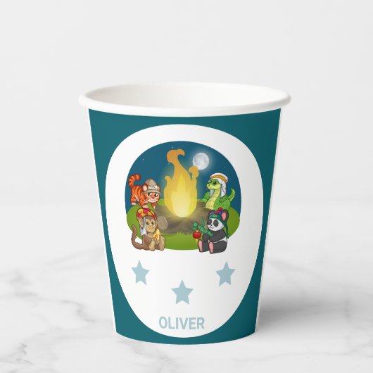 Wild Animals Jungle Camping Birthday Party Kids Pappbecher (Vorderseite)