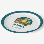 Wild Animals Jungle Night Camping Birthday Party  Pappteller (Schrägansicht)