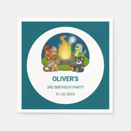 Wild Animals Jungle Night Camping Birthday Party  Serviette