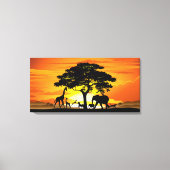 Wild Animals on African Savanna Sunset Leinwanddruck (Vorderseite)