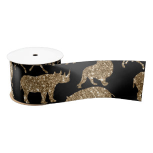 Wild Animals Safari Elegant Golden Glitter Sparkle Satinband