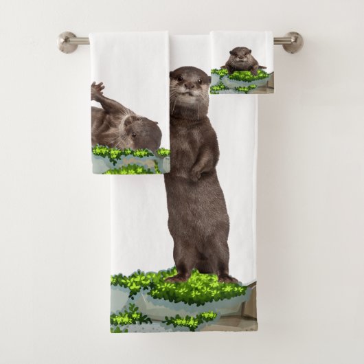 Wild Animals Weasels  -  Baby Otters Badhandtuch Set (Insitu)