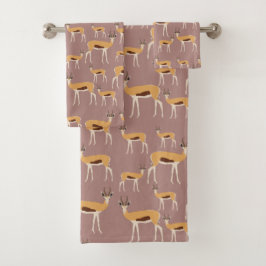 Wild Antelope Animal Pattern Badhandtuch Set