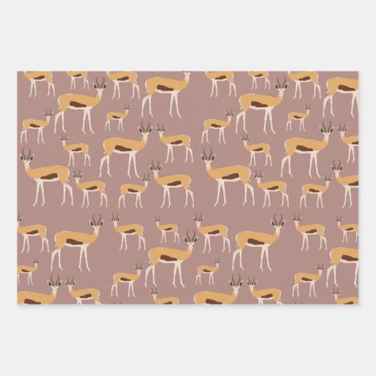 Wild Antelope Animal Pattern Geschenkpapier Set (Vorderseite)