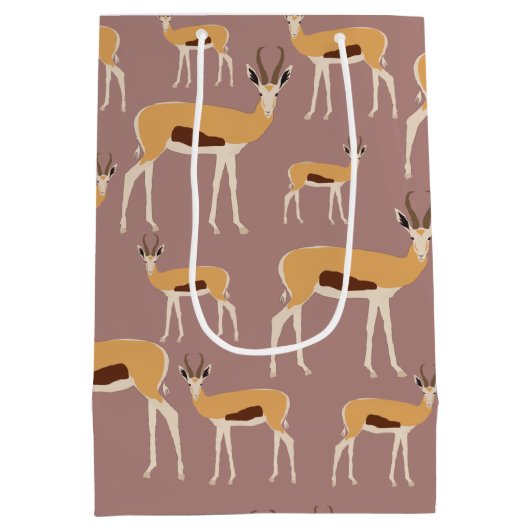 Wild Antelope Animal Pattern Mittlere Geschenktüte (Rückseite)