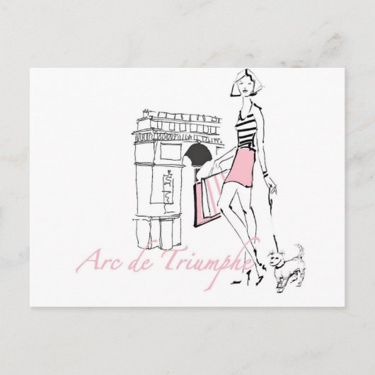 Wild Apple | Arc De Triomphe - Girly Sketch Postkarte (Vorderseite)