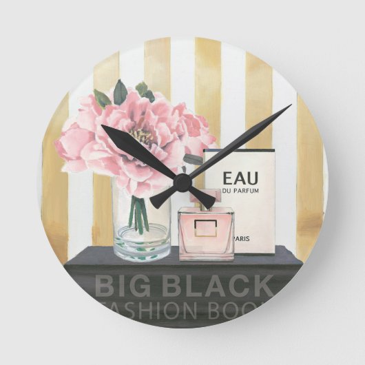 Wild Apple | Big Fashion Book - Striped Runde Wanduhr (Vorderseite)