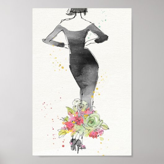 Wild Apple | Chic Floral Dress Sketch Poster (Vorne)