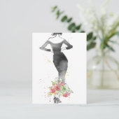 Wild Apple | Chic Floral Dress Sketch Postkarte (Stehend Vorderseite)