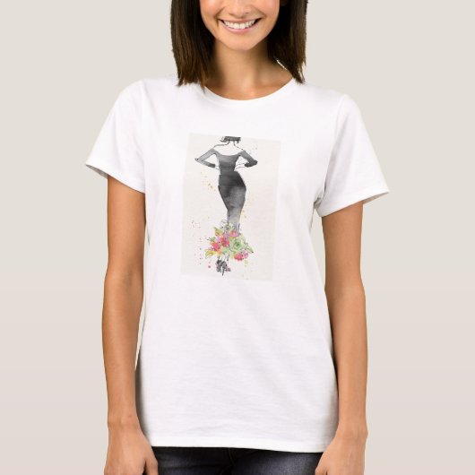 Wild Apple | Chic Floral Dress Sketch T-Shirt (Vorderseite)