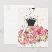 Wild Apple | Glamour florale Dress Sketch Postkarte (Vorne/Hinten)